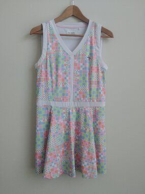Original Penguin Small gold tennis mini dress athletic stretch pastel pattern